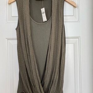 Sleeveless Anthropologie top in khaki green .